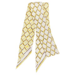 New Chanel Yellow Geometric Silk Twilly Scarf