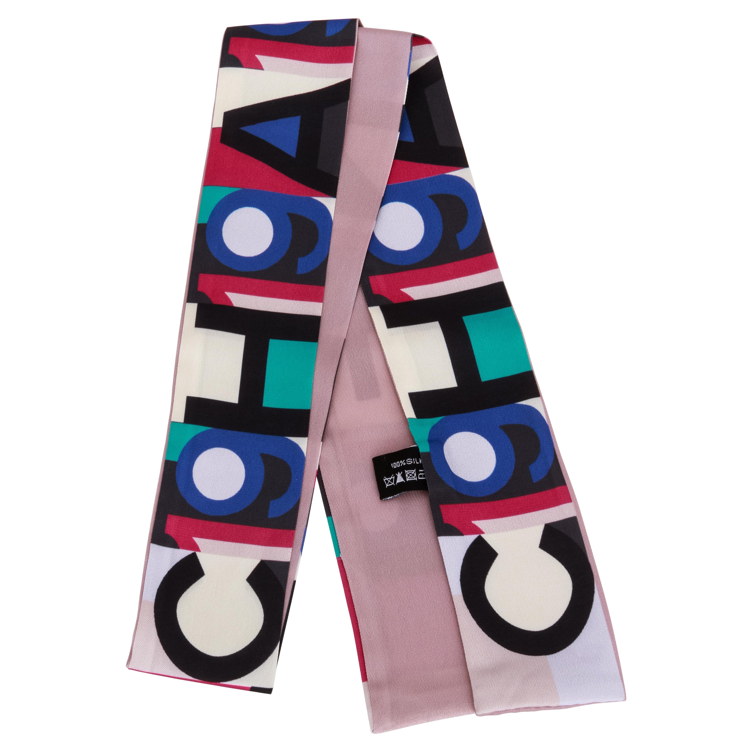 New Chanel 19 Silk Double Face Twilly Scarf For Sale