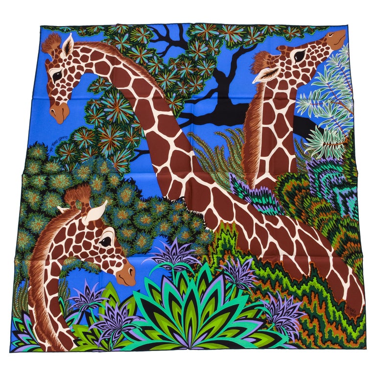 Louis Vuitton Giraffe Blue Silk Scarf At 1stdibs