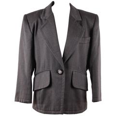 SAINT LAURENT RIVE GAUCHE Vintage Gray Wool BLAZER Jacket SIZE 44