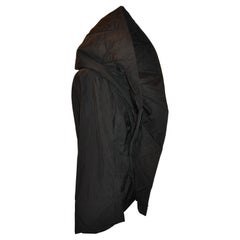 Retro Norma Kamali Black "Avant-Garde" Extreme Hooded Collar, Bell-Sleeve Wrap Jacket 