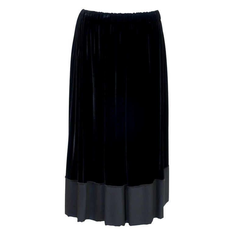 Comme Des Garçons Black Velvet Drawstring Skirt For Sale