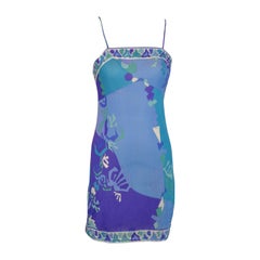 EPFR Shades of Turquoise and Violet Abstract Slip Dress