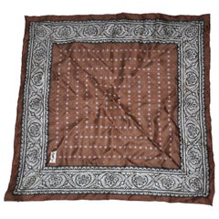 Yves Saint Laurent Coco-Brown Borders Floral Silk Handkerchief