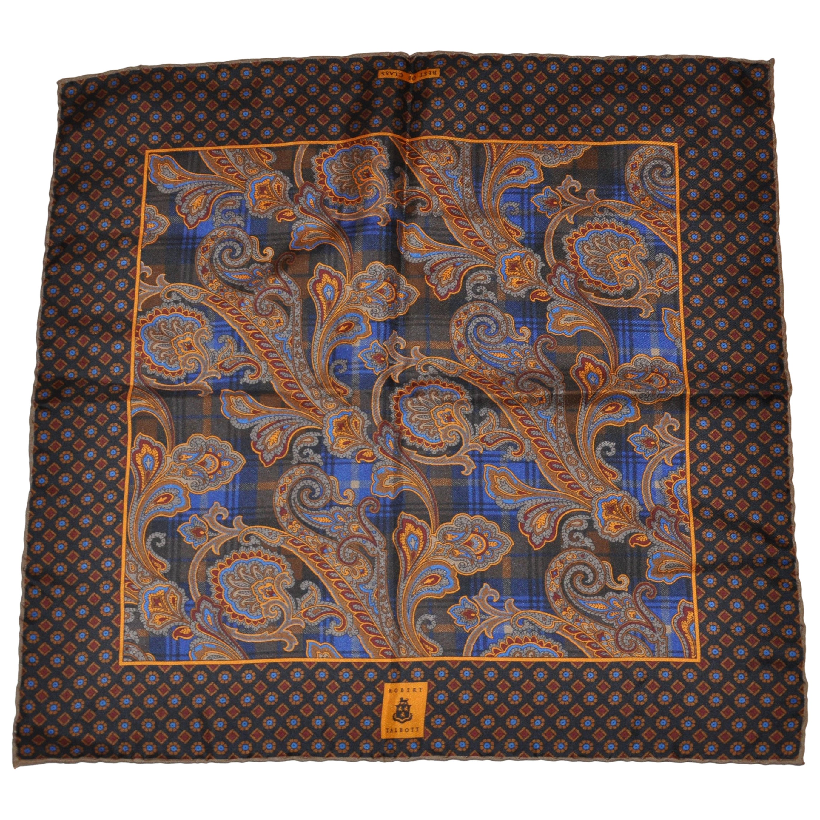 Robert Talbott "Best of Class" Magnificently Elegant Paisley Silk Handkerchief For Sale