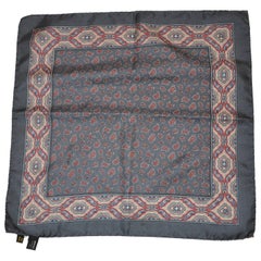Signature Classic Shades of Gray Paisley Silk Handkerchief
