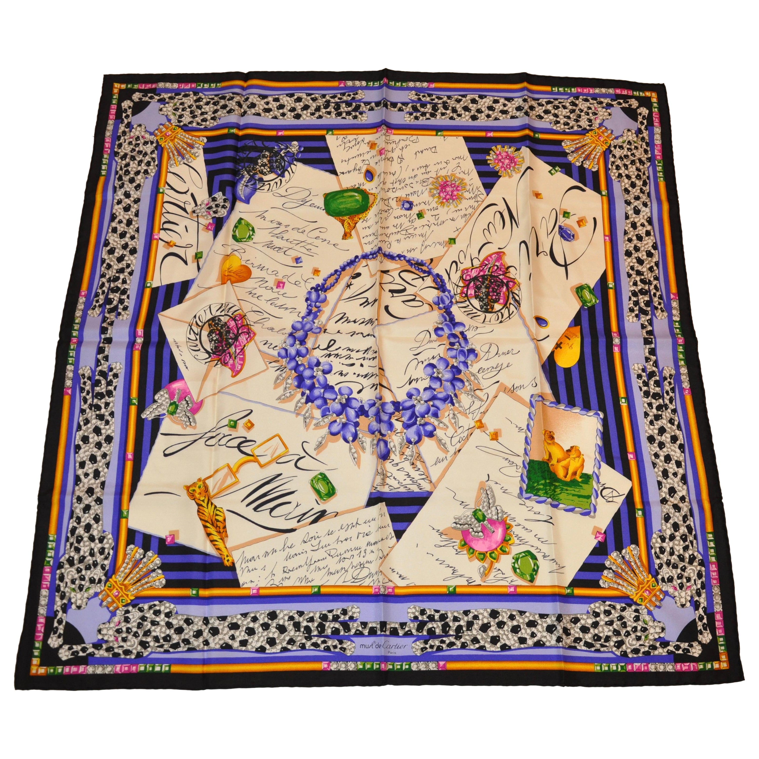 Cartier "Letters of Love" Silk Jacquard Scarf For Sale