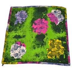 Salaarini Multicolor Bold Popping Abstract "Space Florals" Silk Scarf