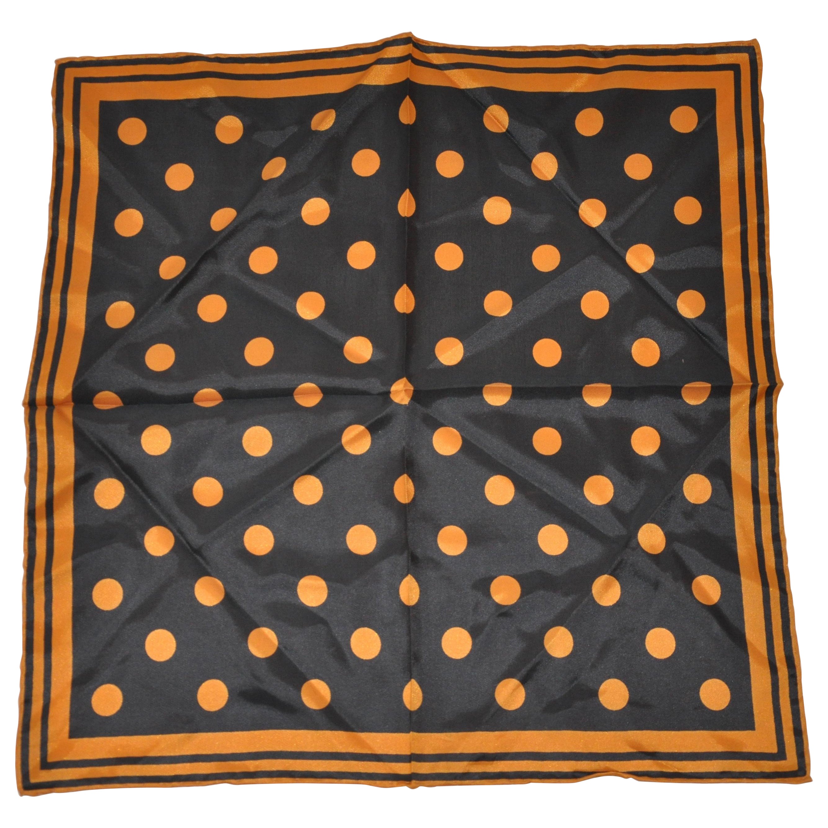 Golden Bronze & Midnight Black Polka Dot Handkerchief