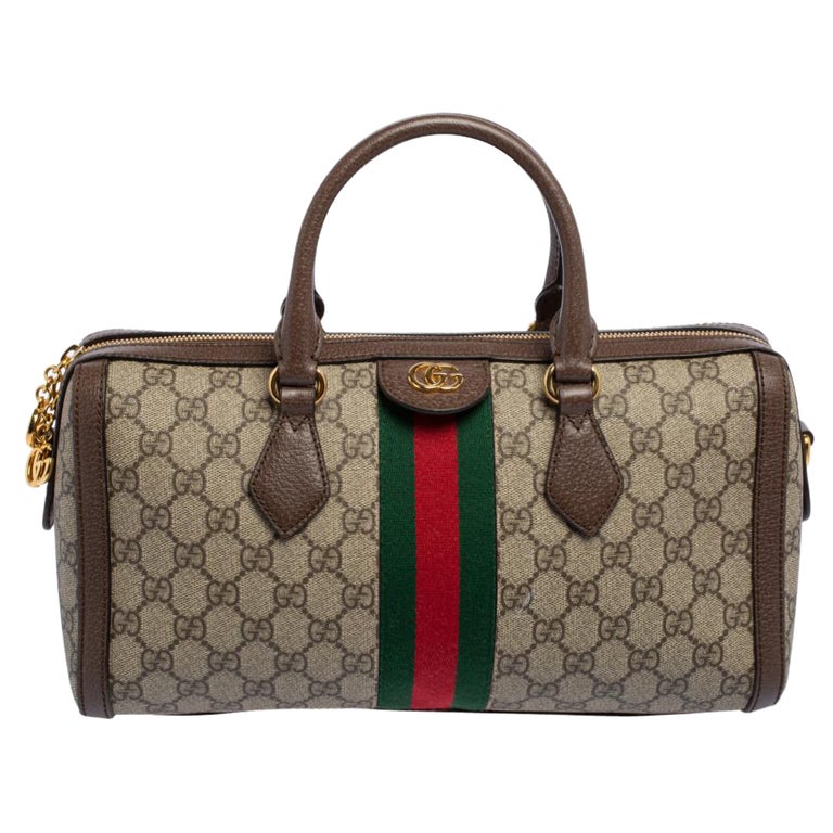Gucci GG Monogram Web Medium Ophidia Carry On Duffel Bag Brown for