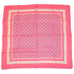 Vintage Whimsical Neon Pink with Specks of Baby Blue & White Silk Scarf