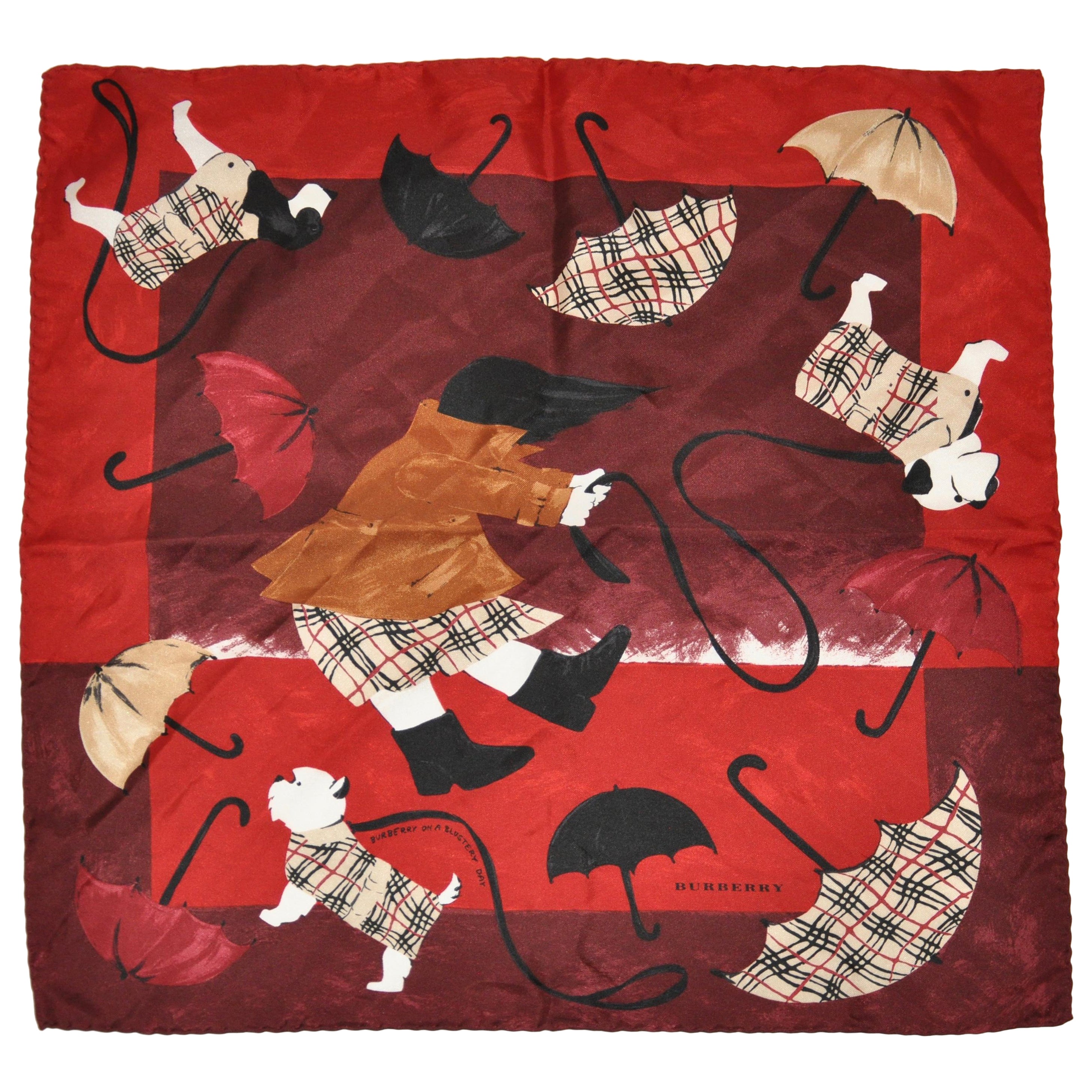 Burberry "Wind-Blown Doggies and Umbrellas" Silk Jacquard Scarf at 1stDibs  | pierre balmain umbrella, burberry umbrella red, silk umbrellas answer key