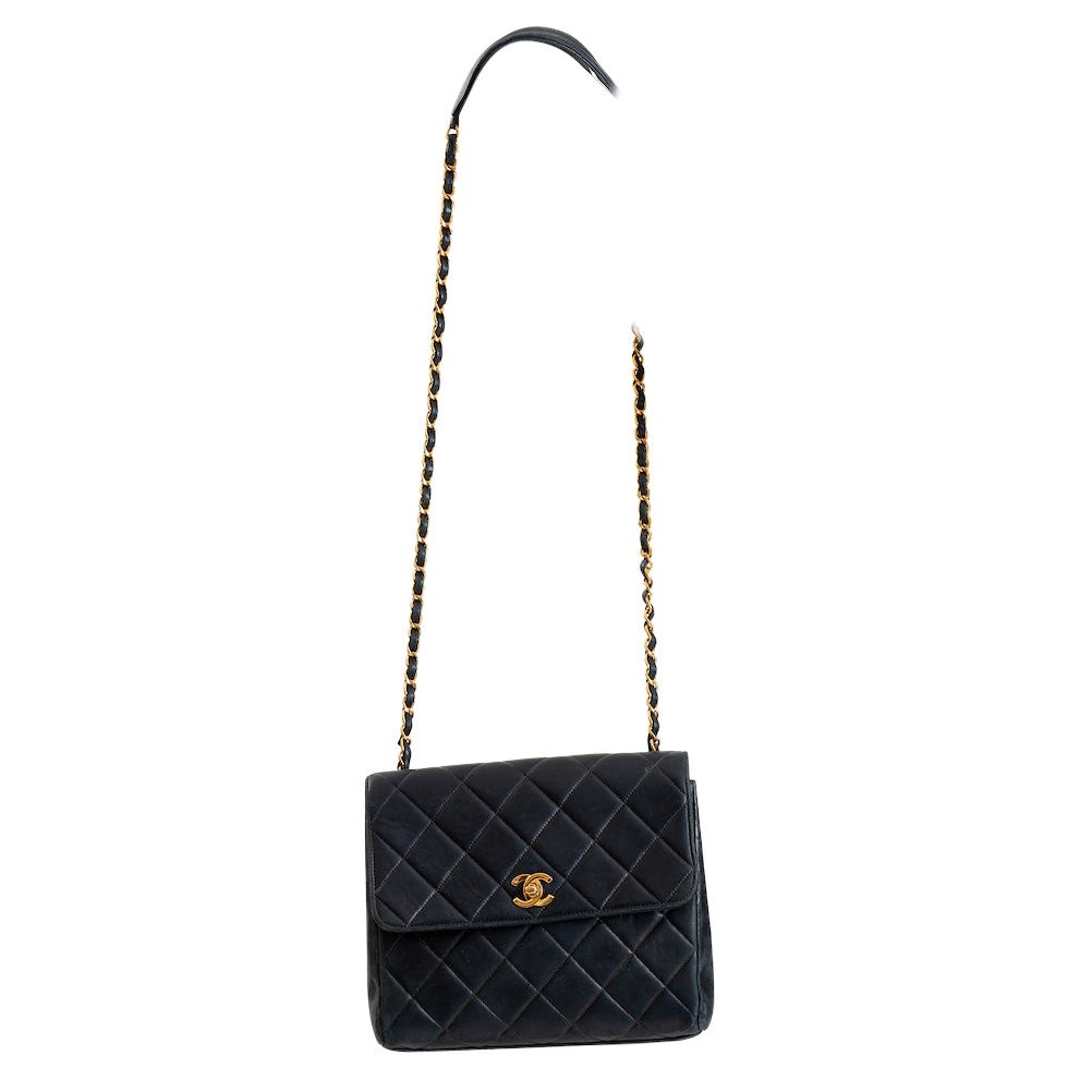  Authentic Chanel Black Leather Crossbody Bag / Purse  c. 1996-1997