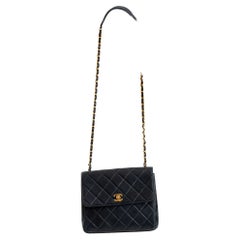 Vintage  Authentic Chanel Black Leather Crossbody Bag / Purse  c. 1996-1997