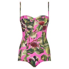 Dolce & Gabbana Multicolor Pink Figs Romantic Full Swimsuit Swimwear One-piece
