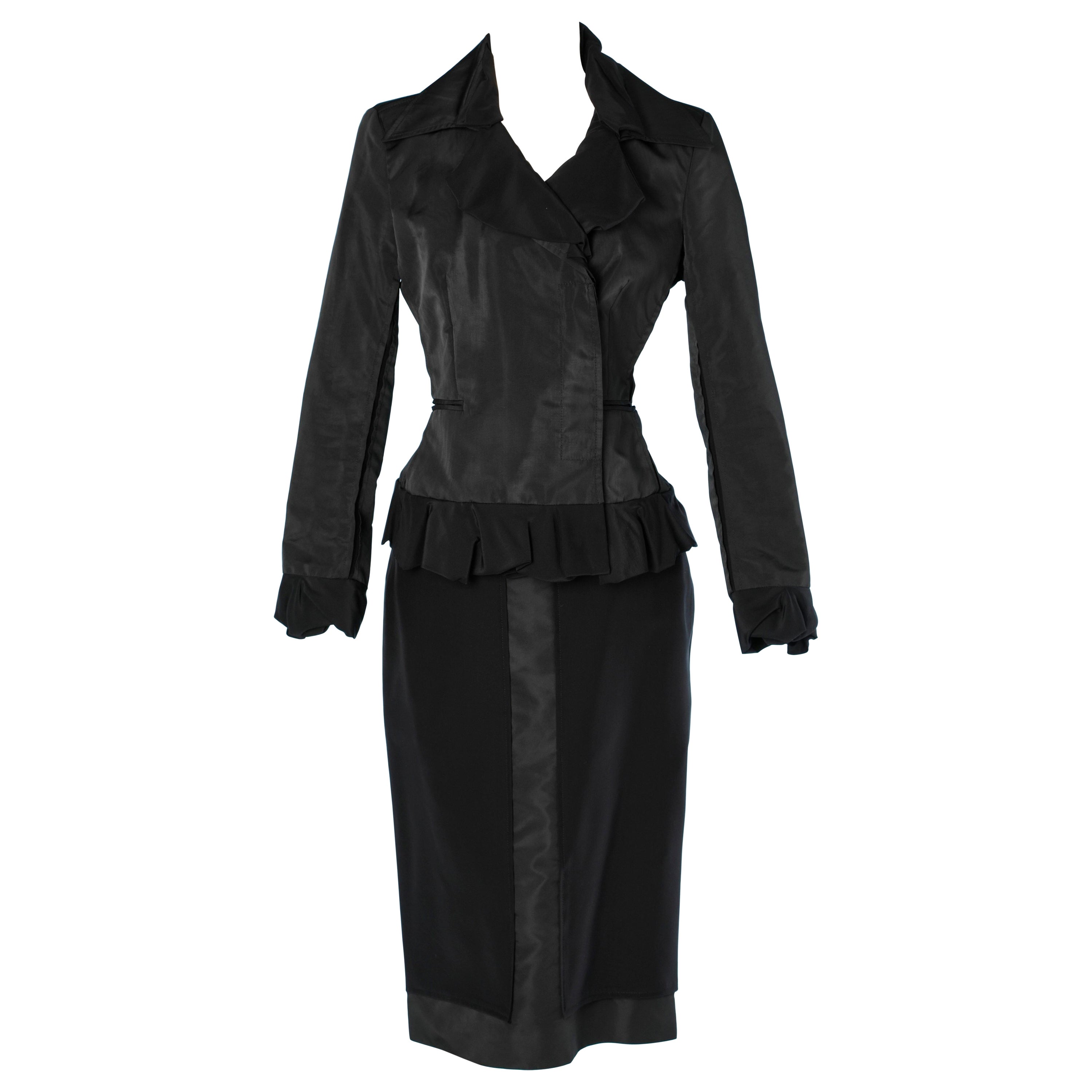 Gonna nera bi-materiale Yves Saint Laurent Rive Gauche