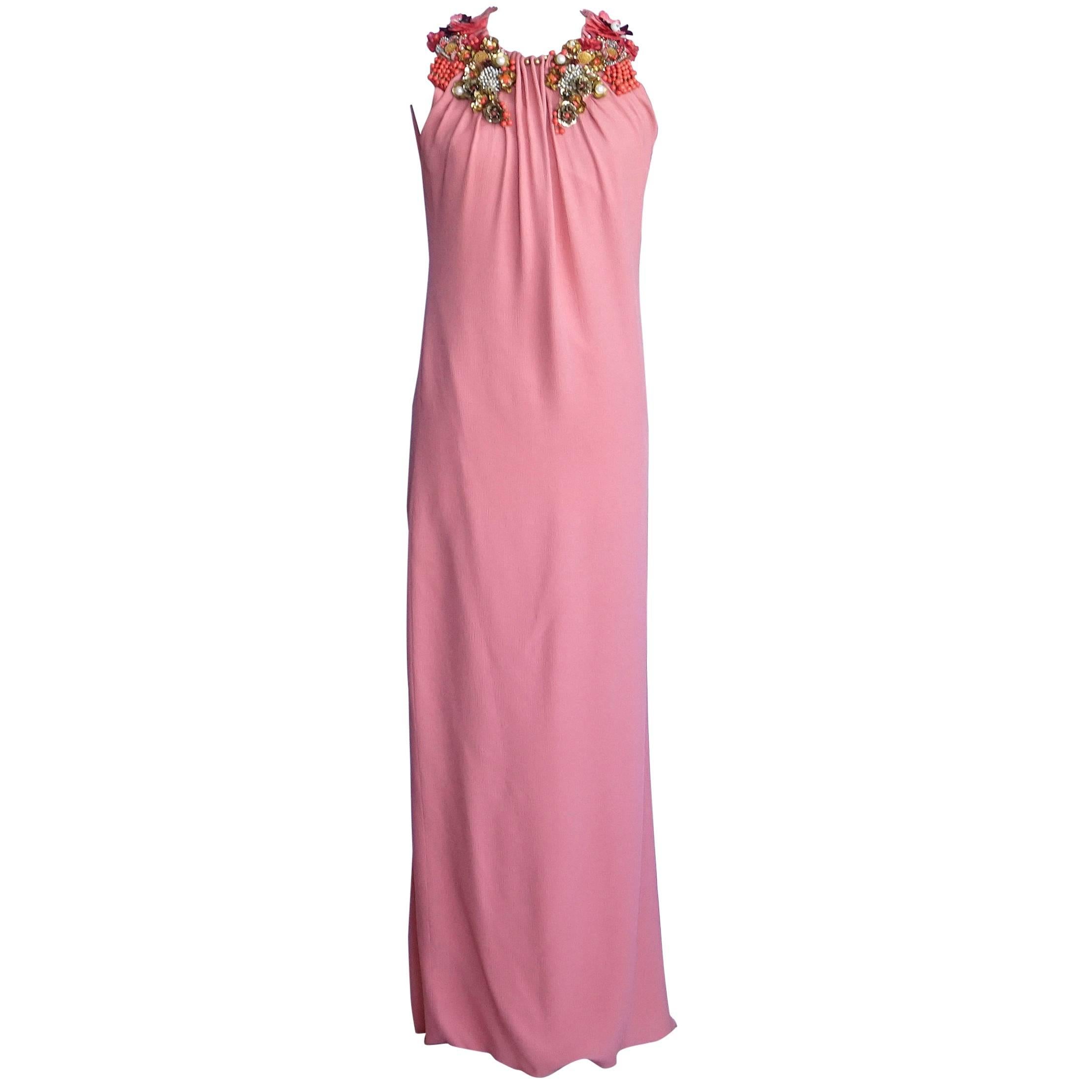 GUCCI dress exquisite jeweled neckline beautiful colour  38 / 4  nwt