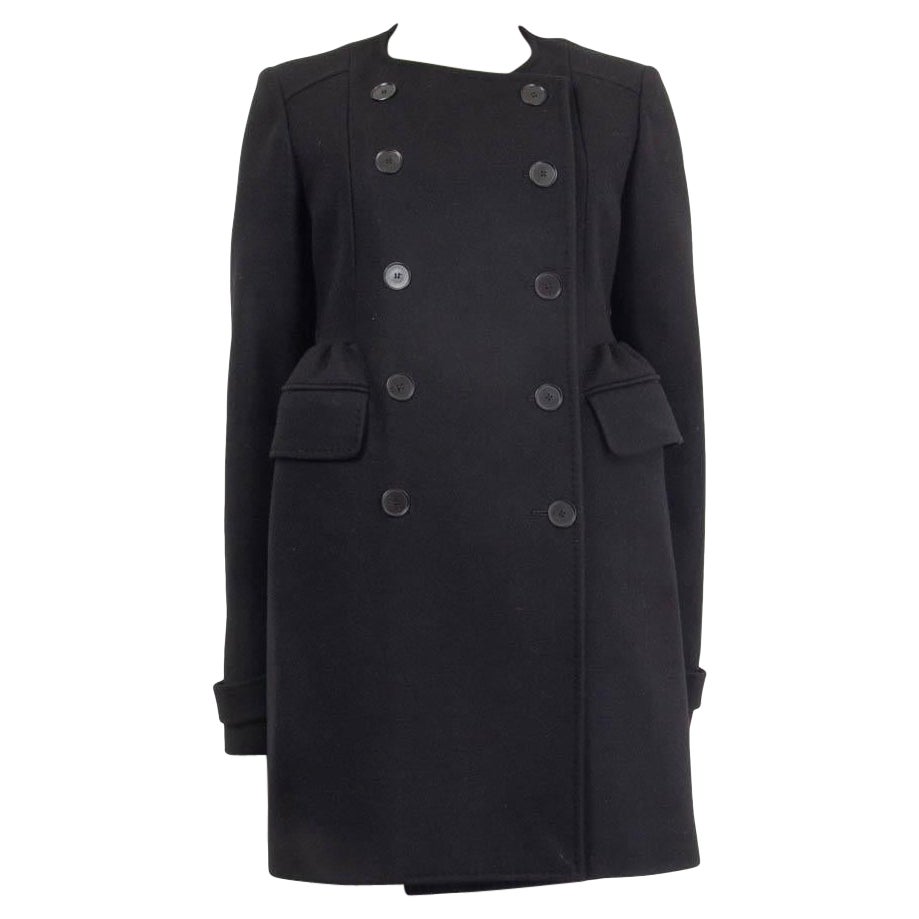 ROCHAS black wool blend DOUBLE BREASTED Peacoat Coat Jacket 44 L For Sale