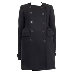 ROCHAS black wool blend DOUBLE BREASTED Peacoat Coat Jacket 44 L