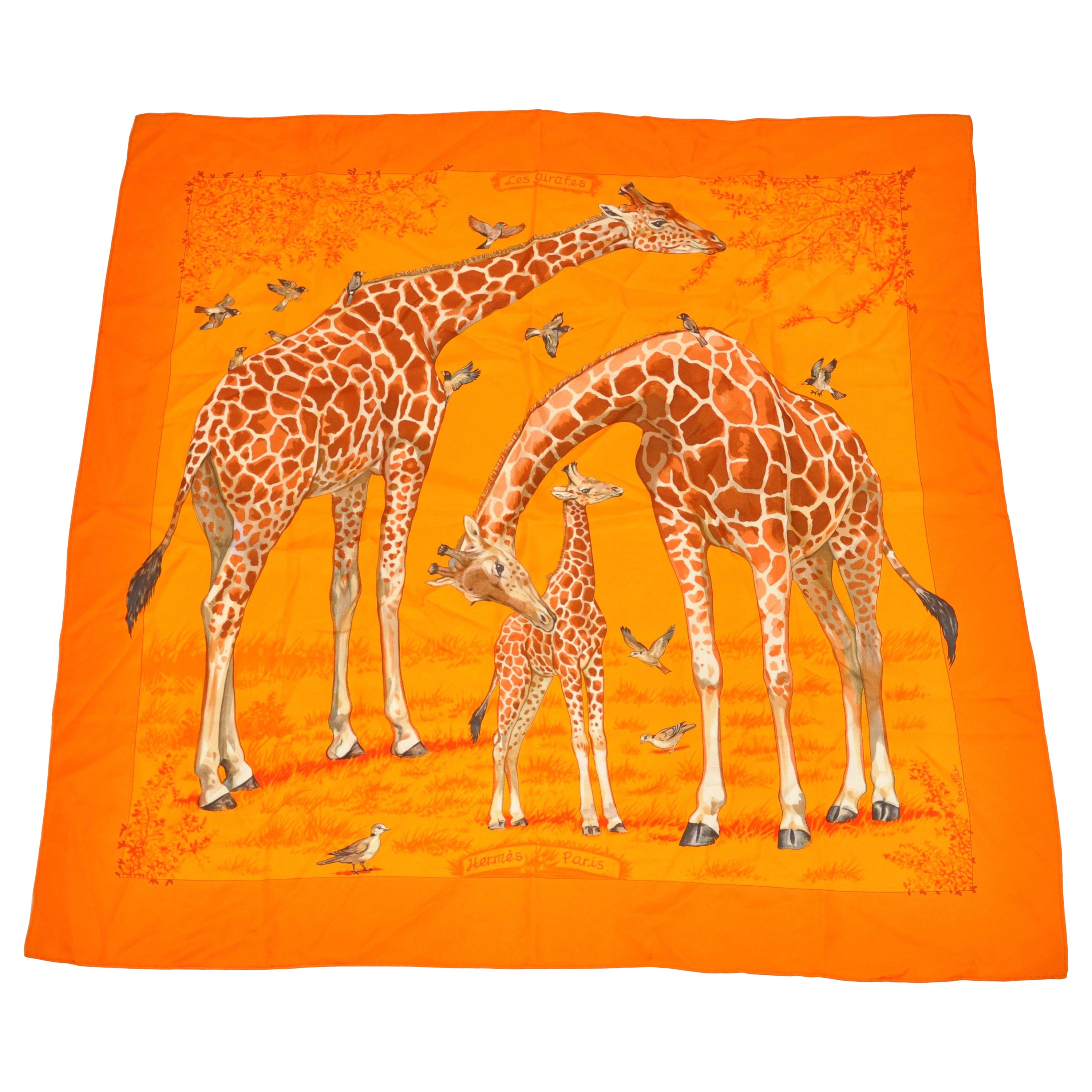 Hermes Rare "Limited Edition" "Les Girafes" by R. Datter Silk Jacquard Scarf