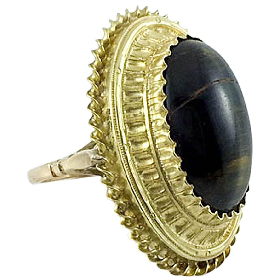 Tiger's Eye Statement Ring - 1860s For Sale