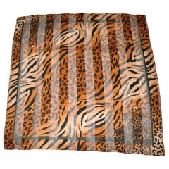 Layback Leopard Within Leopard Print Silk & Chiffon Scarf