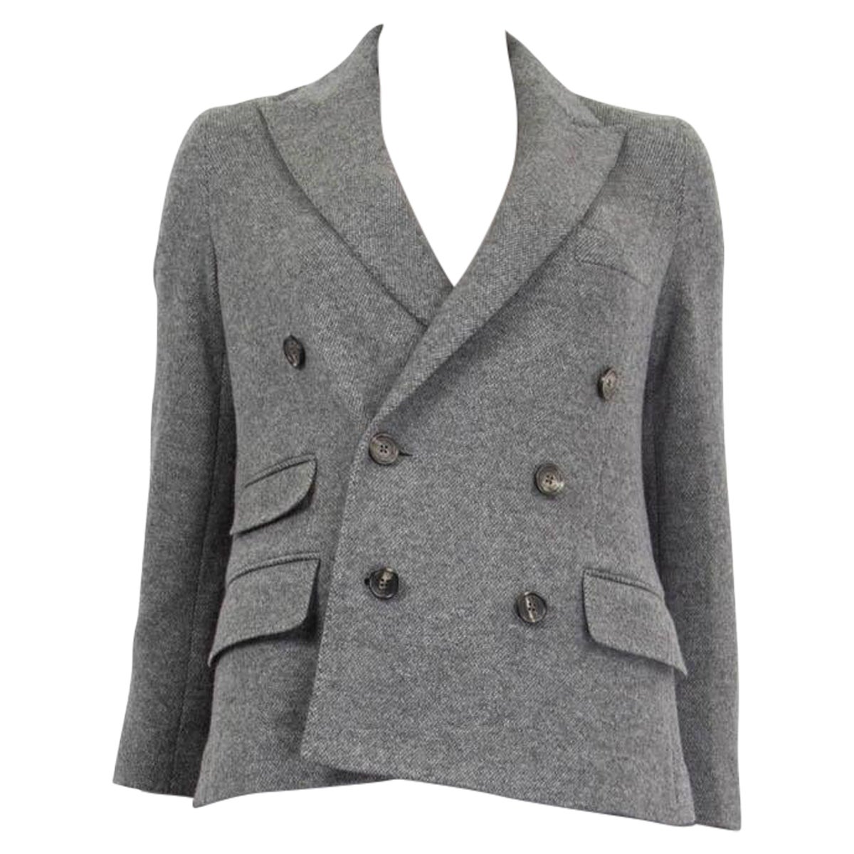 RALPH LAUREN heather grey cashmere DOUBLE BREASTED Blazer Jacket 2 XS For  Sale at 1stDibs