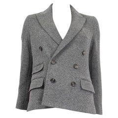 RALPH LAUREN heather grey cashmere DOUBLE BREASTED Blazer Jacket 2 XS