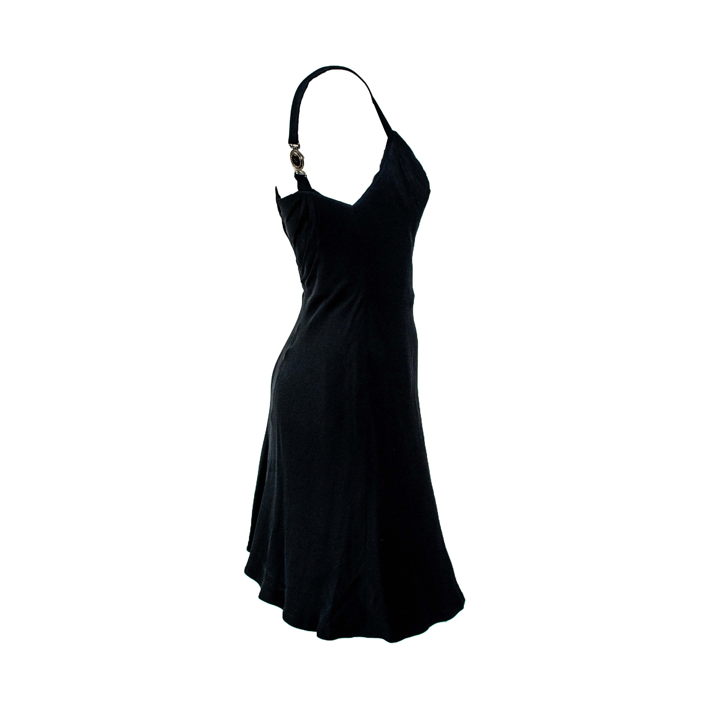S/S 1996 Gianni Versace Couture Medusa Strap Mini Runway Dress For Sale