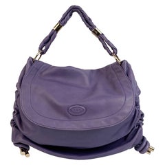 Tod's Purple Soft Leather Medium Goa Umhängetasche mit Klappe