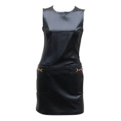 Erez Levy Black Leather Horsebit Mini Dress, 1990's