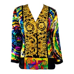 Early 90s Atelier Versace Tie Dye Baroque Silk Evening Jacket by Gianni Versace