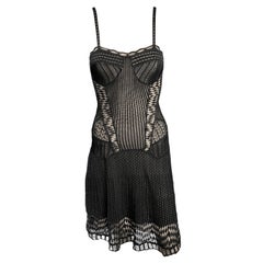 Christian Dior by John Galliano S/S 2009 Bustier Sheer Lace Knit Black Dress