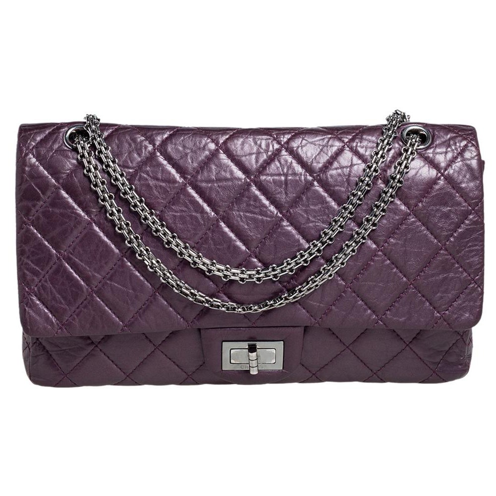 Chanel Purple Quilted Aged Leather Reissue 2.55 Classic 227 Flap Bag