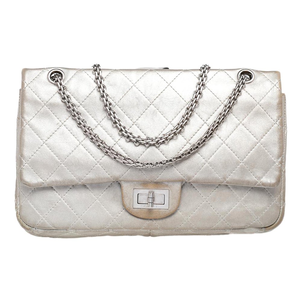 Chanel Silver Quilted Leather Reissue 2.55 Classic 227 Flap Bag For Sale at  1stDibs