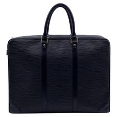 Louis Vuitton Black Epi Leather Briefcase Bag Porte Document Voyage