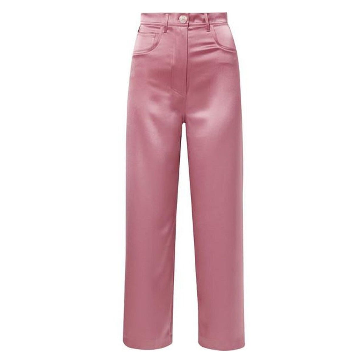 Nanushka Marfa Satin Pink Straight Leg Trousers For Sale