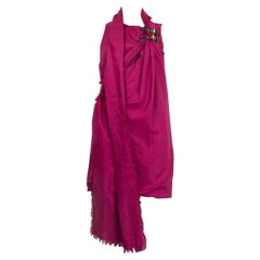 GUCCI orchid purple wool FRINGED SCARF BUCKLE MINI Dress 38 XS