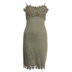 ERMANNO SCERVINO olive green wool & LACE SLIP Dress S