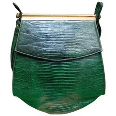 1950s Green Lizard Handbag