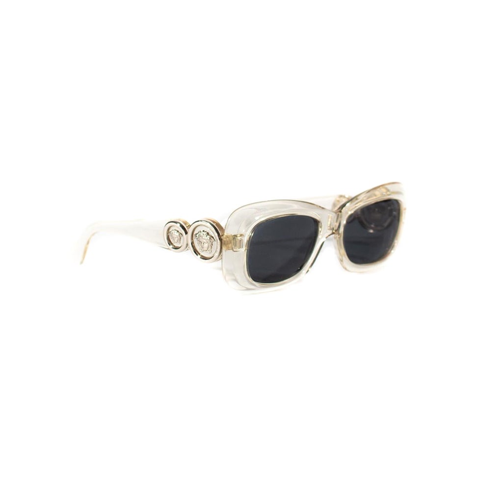 Gianni Versace Clear Acrylic Medusa Biggie Sunglasses Vintage For Sale at  1stDibs
