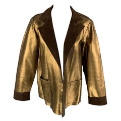 YVES SAINT LAURENT by TOM FORD Size L Gold & Brown Leather Reversible Jacket