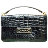 1940s Black Alligator Handbag
