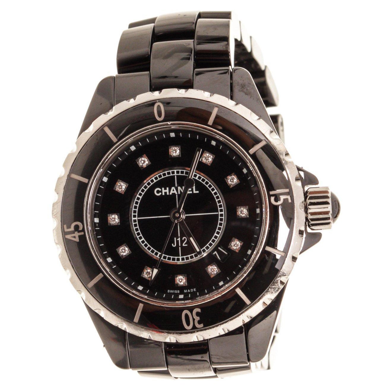 Chanel Black J12 Diamo Watch