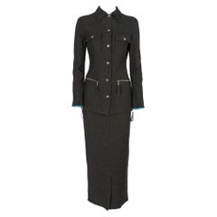 1990s Gianfranco Ferré grey jacket and skirt suit