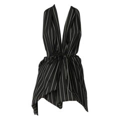 2000s Jil Sander black pinstriped blend wool dress