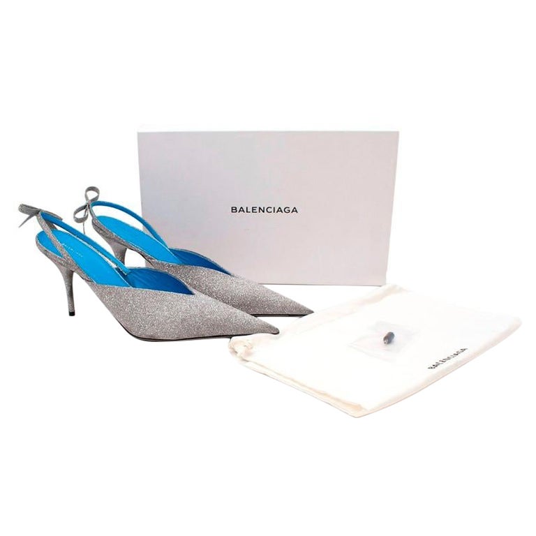 Balenciaga Knife Sliver Glitter Slingback Pumps For Sale at 1stDibs | slingback, balenciaga heels, balenciaga heels sale