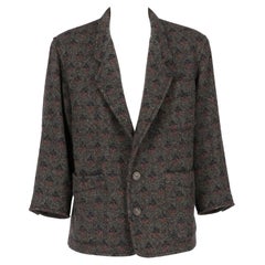 1980s Byblos geometric pattern grey wool jacket
