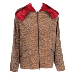 1990s Rocco Barocco cotton blend fabric with animalier pattern hooded jacket