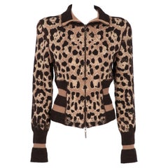 Vintage 1990s Just Cavalli wool blend knit cardigan with animalier pattern